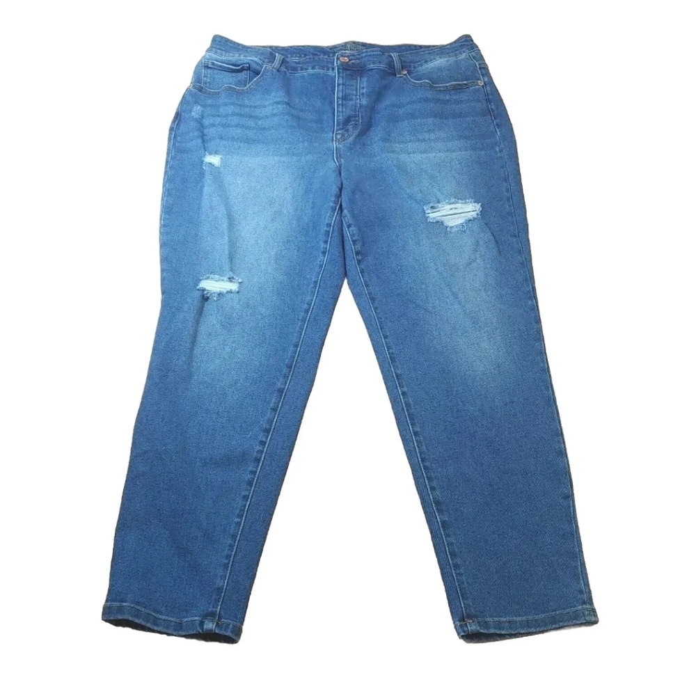 Maurices Skinny Jeans High Rise Distressed Stretch Denim Button Fly Sz 20 38/27"